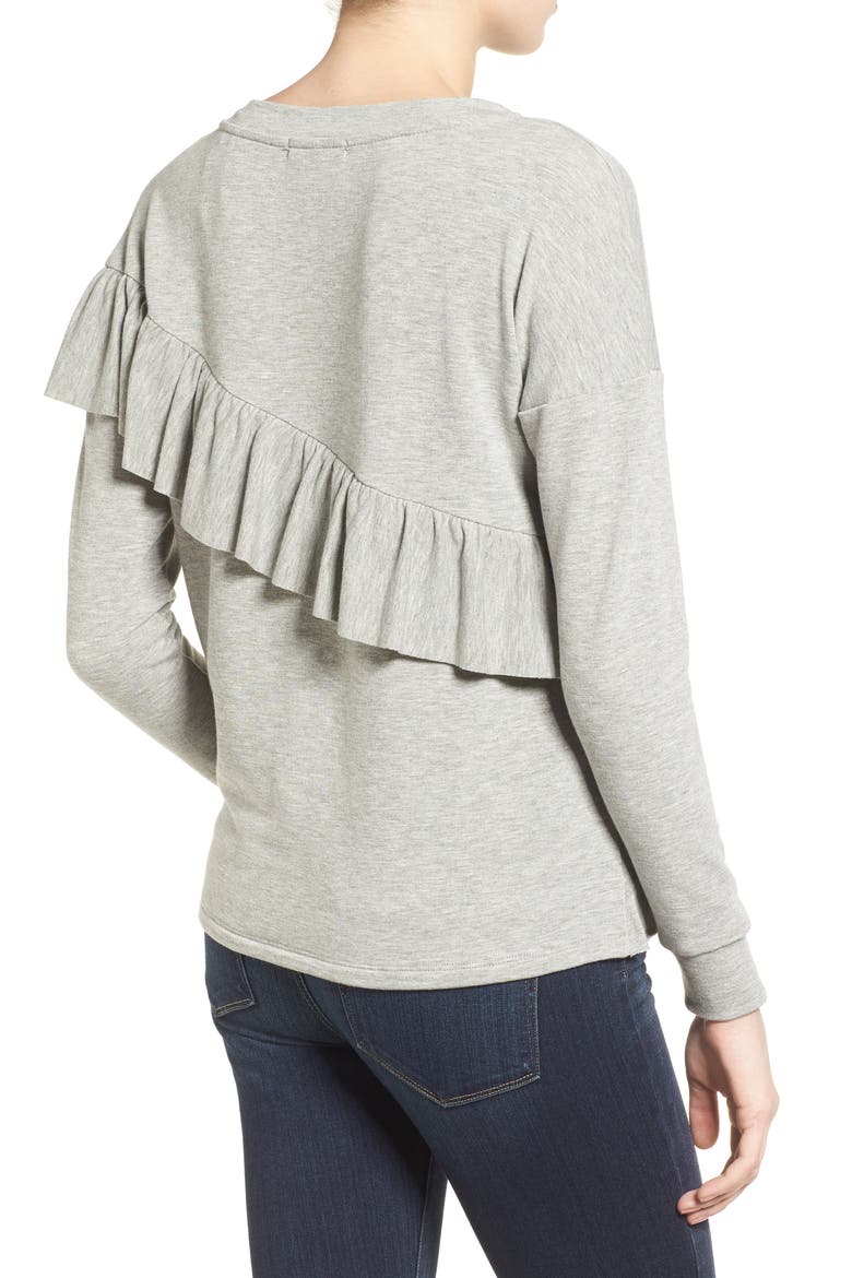 French Terry Ruffle Sweatshirt, Alternate, color, HEATHER GREY