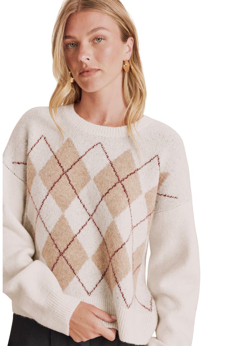 Astrid Argyle Sweater, Alternate, color, PALE OAK BEIGE HEATHER
