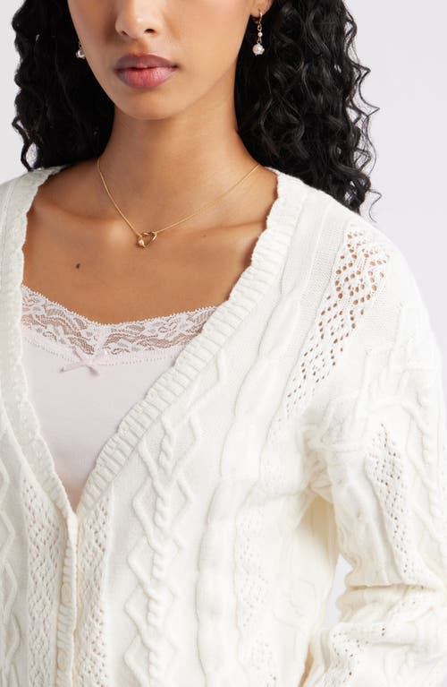 Bp. Mixed Stitch Cardigan In White