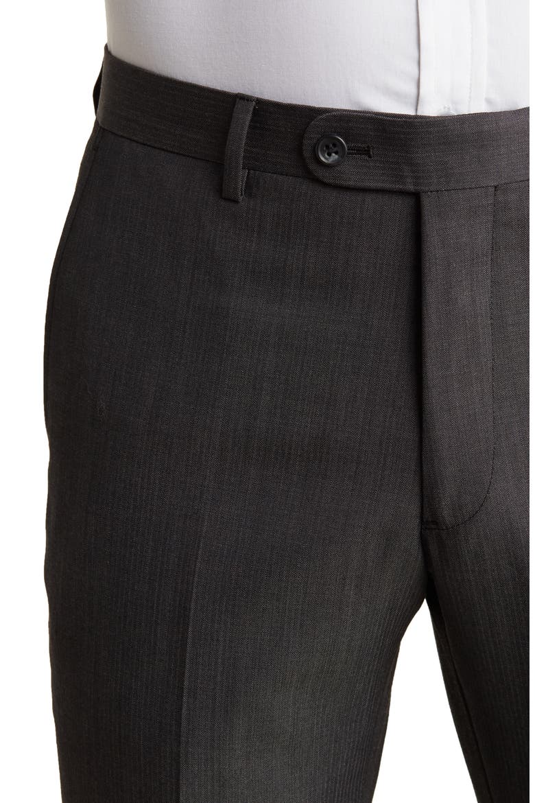 Charcoal Herringbone Two-Button Notch Lapel Wool Suit, Alternate, color, CHARCOAL