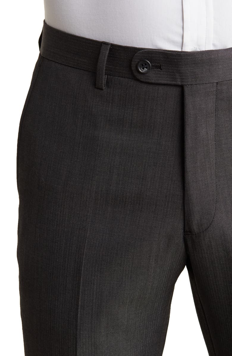 John Varvatos Star USA Charcoal Herringbone Two-Button Notch Lapel Wool Suit, Alternate, color, Charcoal