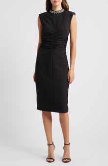 Eliza J Embellished Mock Neck Sheath Dress