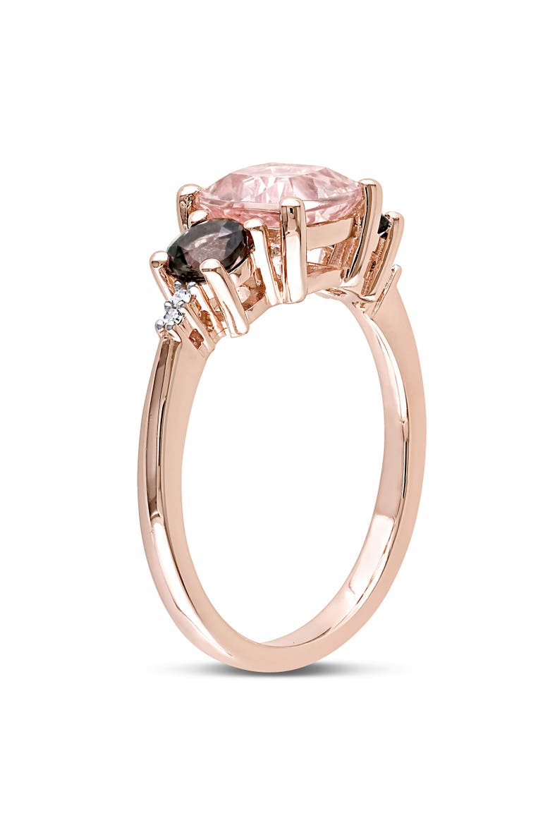 Smokey Quartz & Diamond 3-Stone Ring, Alternate, color, Morganite