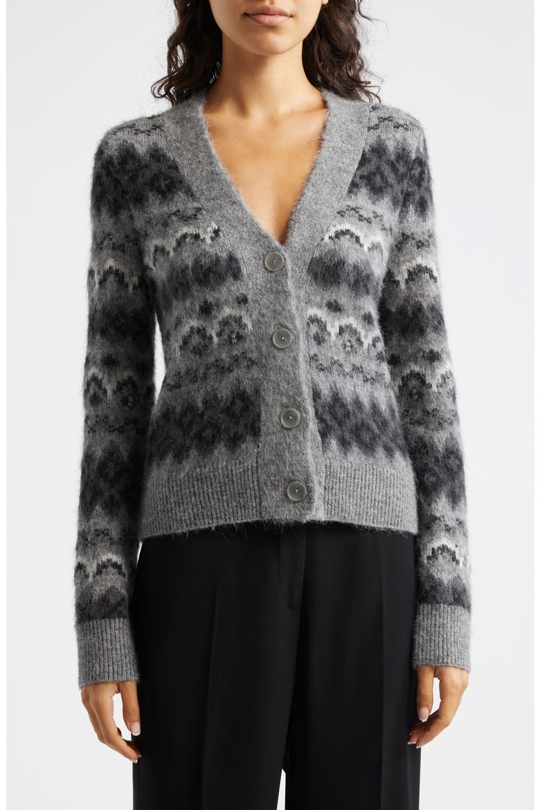 Fair Isle Alpaca Blend V-Neck Cardigan, Main, color, GREY COMBO