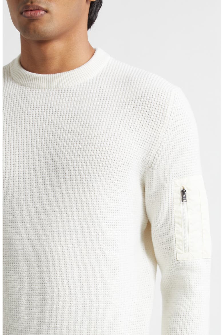 Waffle Stitch Merino Wool Sweater, Alternate, color, WHITE