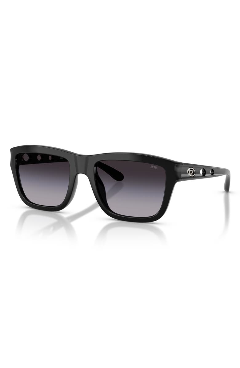 DIESEL<sup>®</sup> 55mm Gradient Square Sunglasses, Alternate, color, Shiny Black/ Gradient Grey