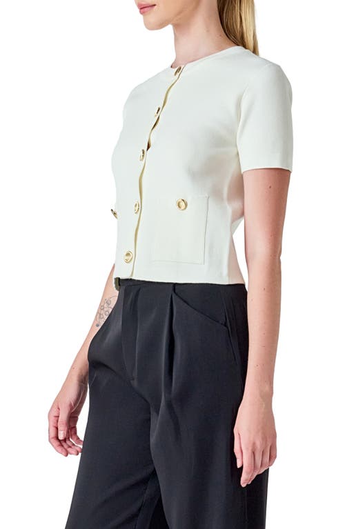 Endless Rose Short Sleeve Cardigan In White