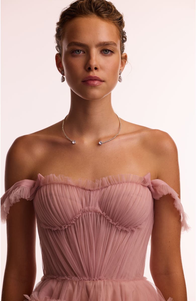 Milla Fitted Tulle Mini Dress With Ruffles for Special Occasions, Alternate, color, Misty Rose