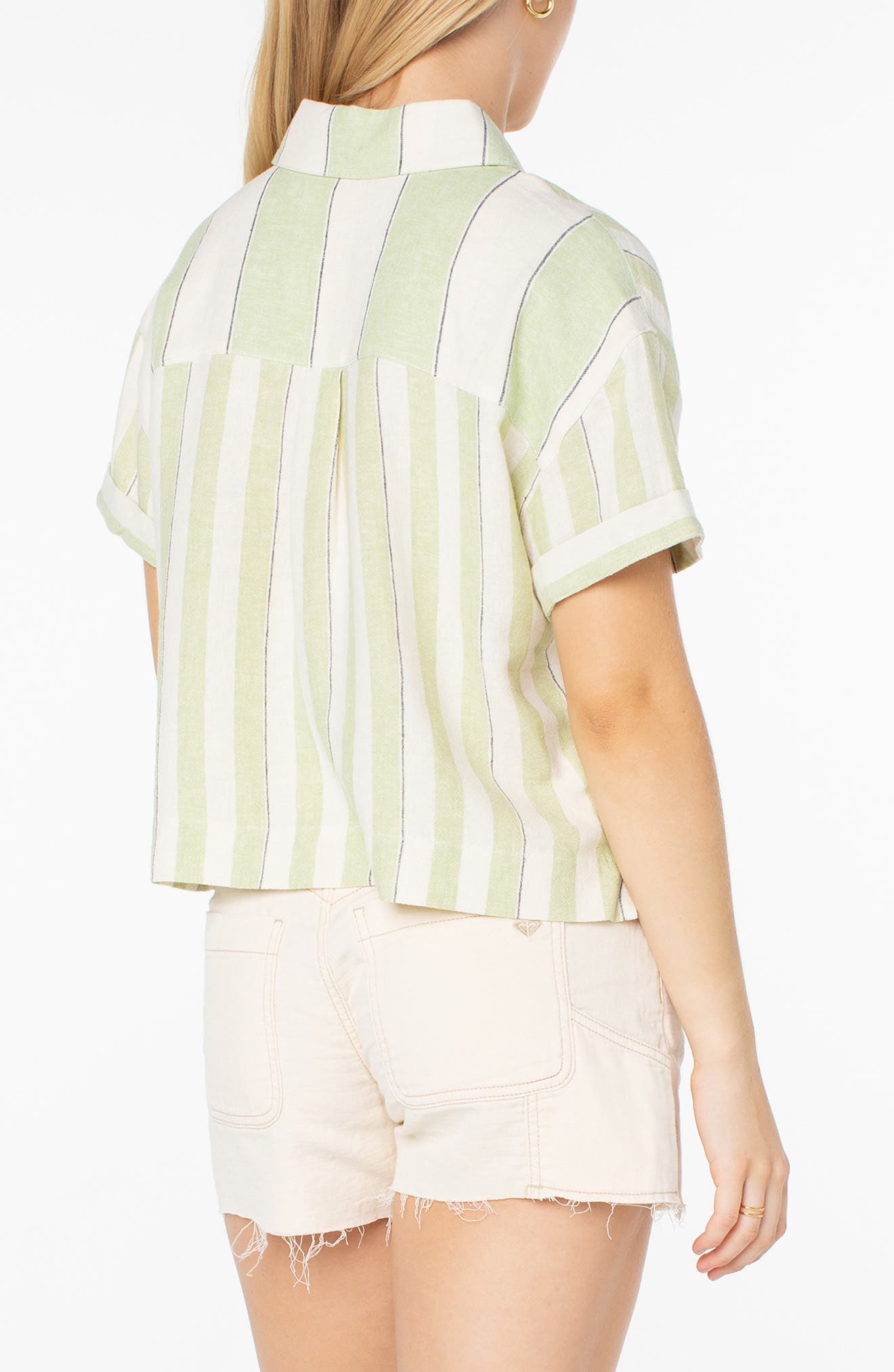 Kula Linen Blend Crop Button-Up Shirt - image 2