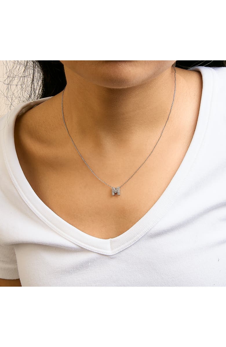 Haus of Brilliance 10K Gold Diamond Accent "A-Z" Initial Bubble Pendant Necklace, Alternate, color, White | M