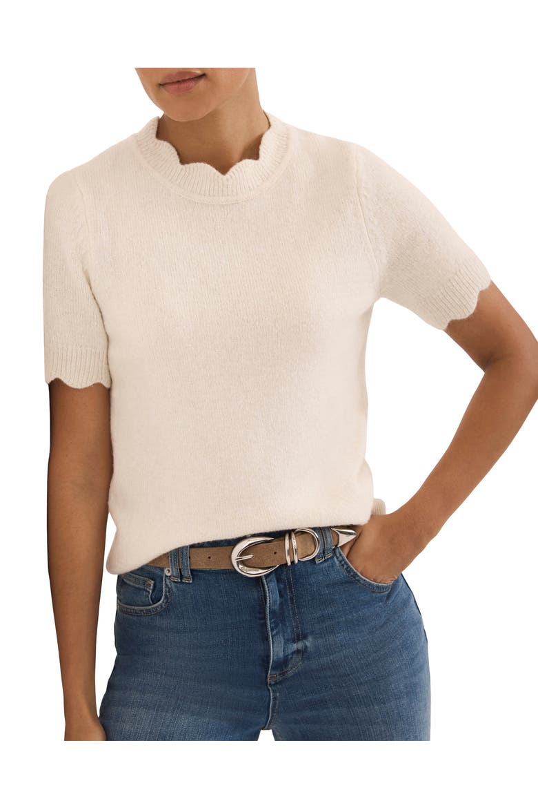 Scallop Knit Top, Main, color, Cream