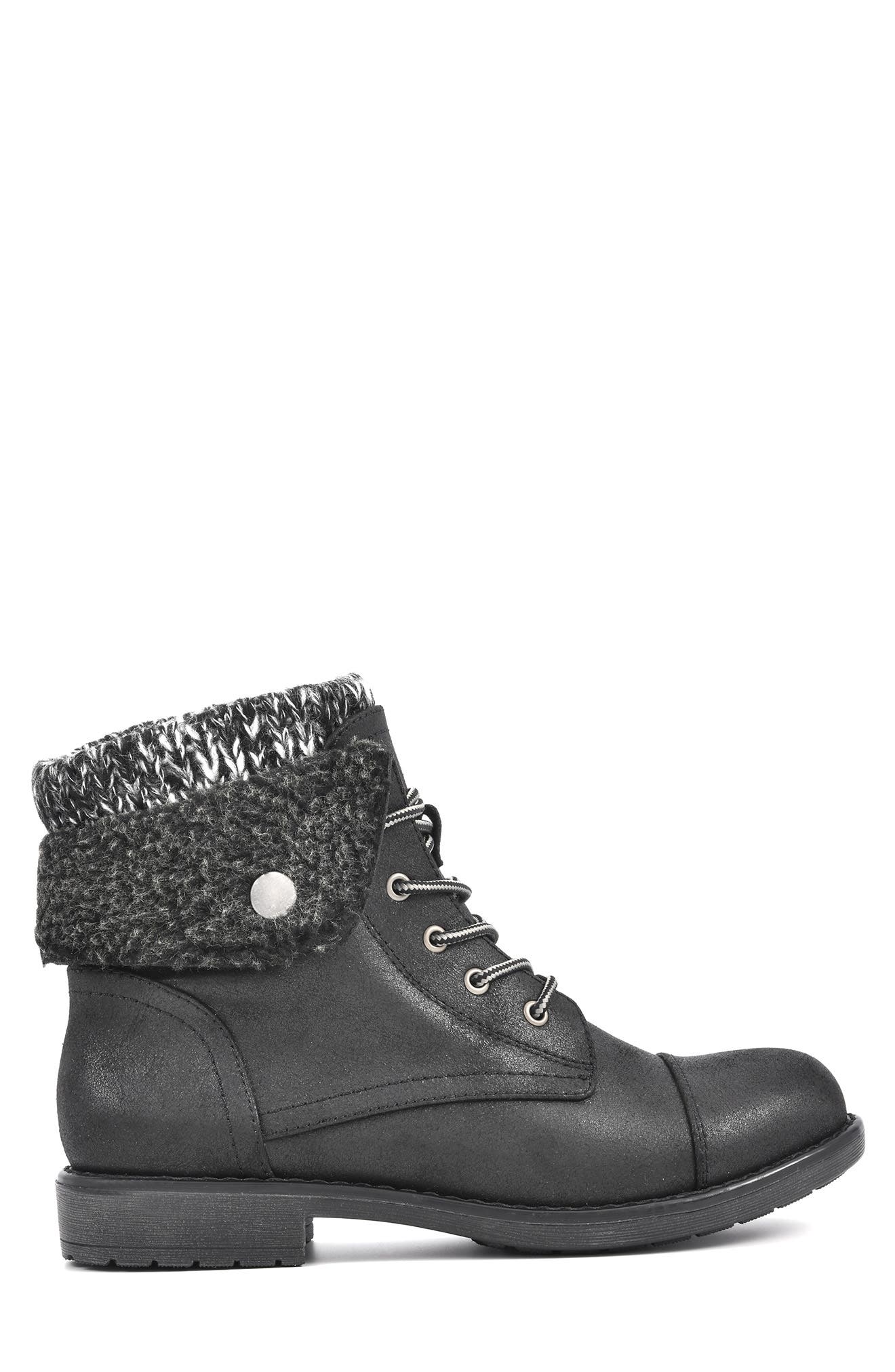 CLIFFS BY WHITE MOUNTAIN Duena Faux Shearling Lined Lace-Up Boot, Alternate, color, Black/ Fabric/ Fleece