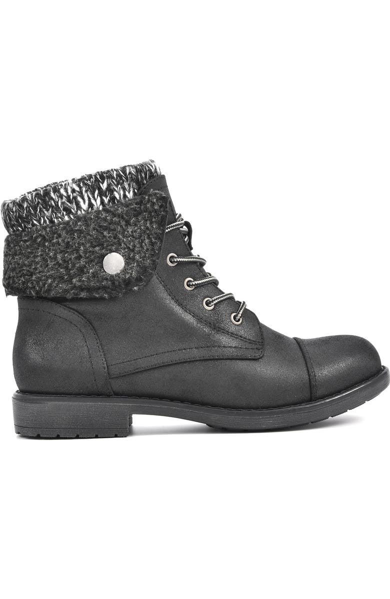 CLIFFS BY WHITE MOUNTAIN Duena Faux Shearling Lined Lace-Up Boot, Alternate, color, Black/ Fabric/ Fleece