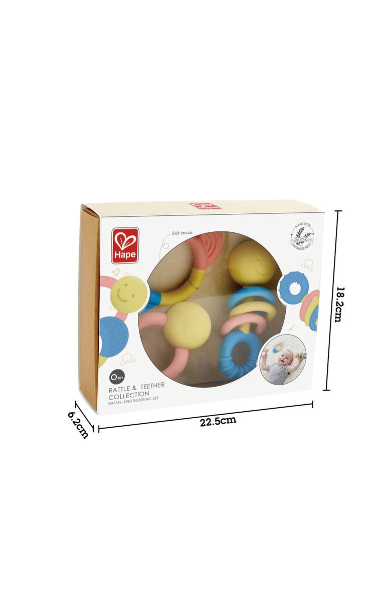 Hape 3 Piece Rattle & Teething Set For Babies, Alternate, color, Multicolored