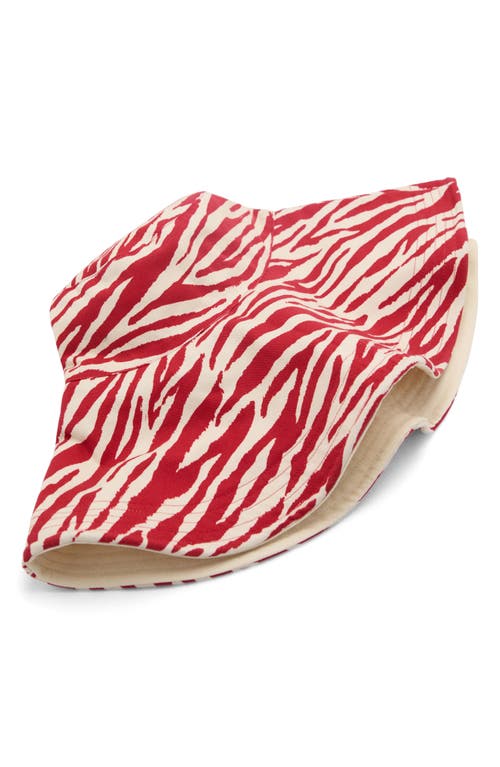 Mango Reversible Zebra Print Bucket Hat In Red