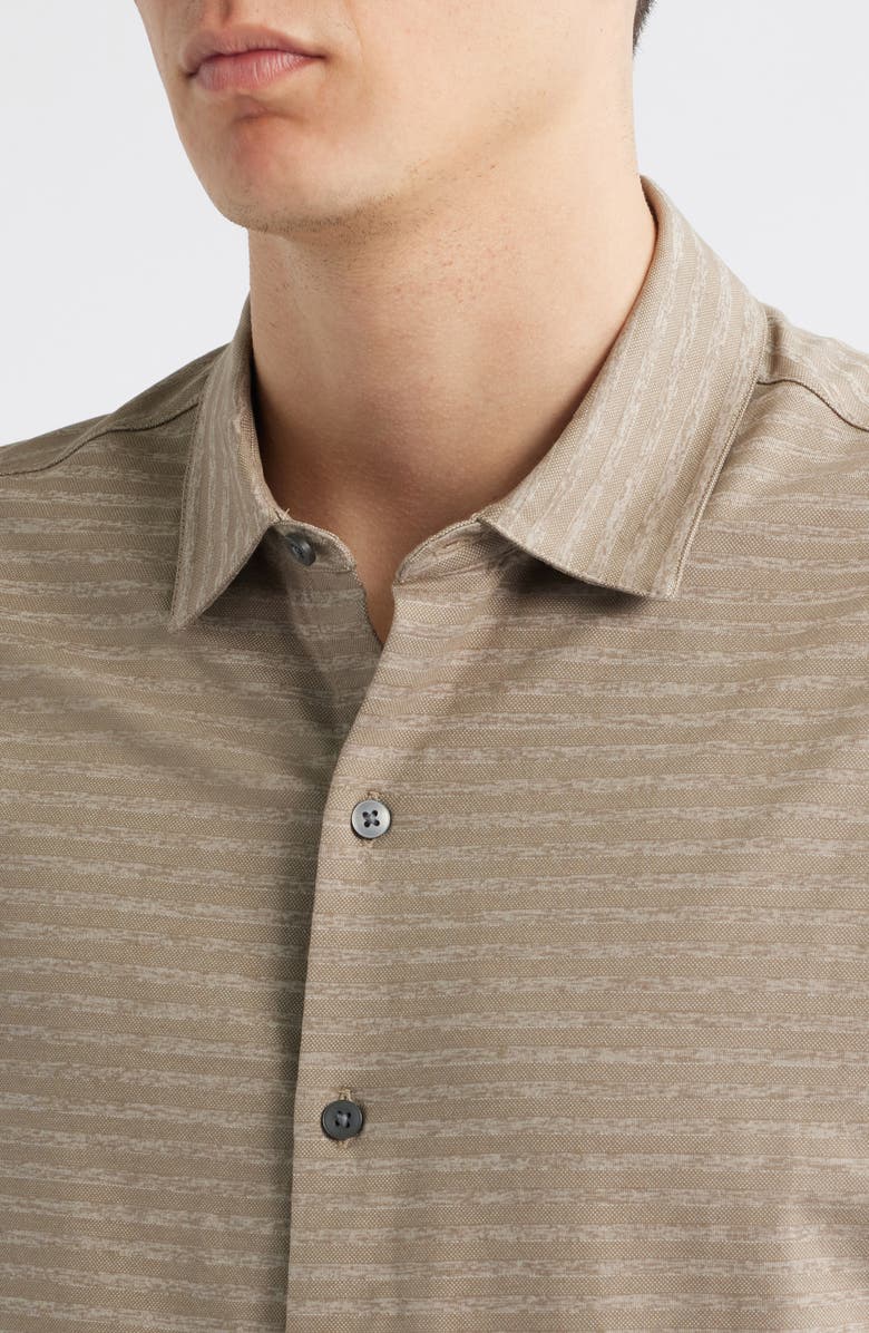 Robert Barakett Ranger Short Sleeve Knit Button-Up Shirt, Alternate, color, Walnut