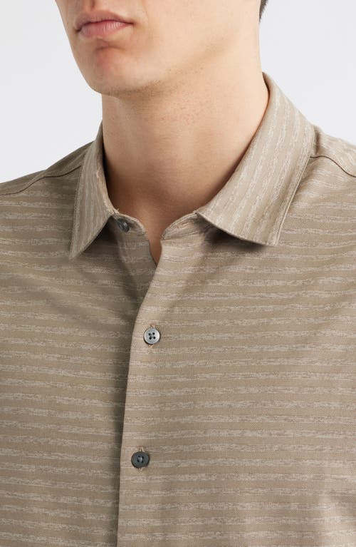 Robert Barakett Ranger Short Sleeve Knit Button-up Shirt In Neutral