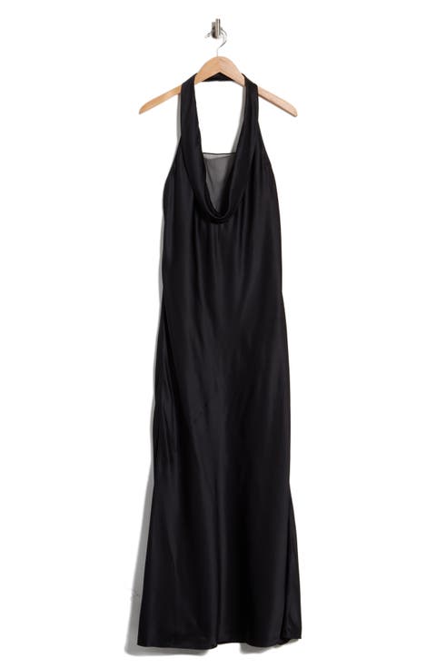 Silk U-Neck Halter Gown