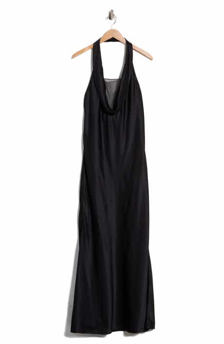 Silk U-Neck Halter Gown