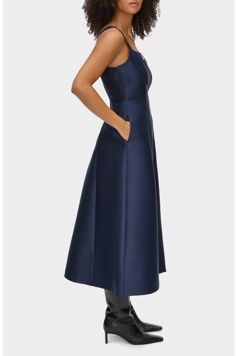 Paisley Satin Midi Dress, Alternate, color, MIDNIGHT BLUE