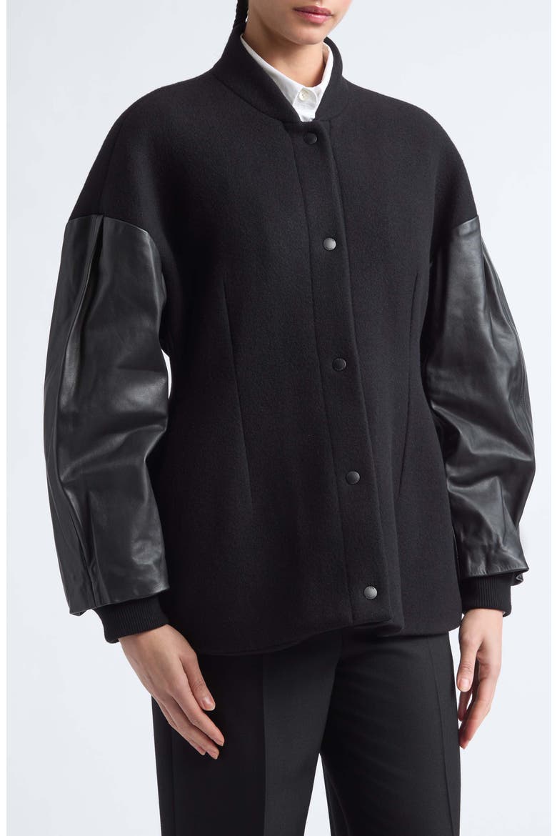 Varsity Wool Jacket, Alternate, color, BLACK