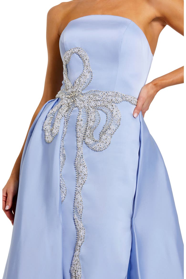 Strapless Stretch Satin Column Gown With Overskirt, Alternate, color, Powder Blue