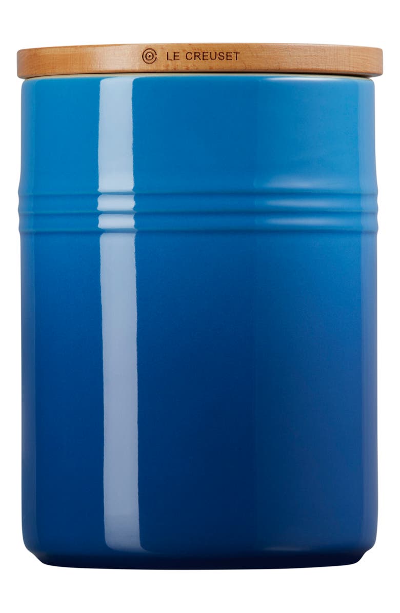Le Creuset Glazed Stoneware 2 1/2 Quart Storage Canister with Wooden Lid, Alternate, color, Marseille