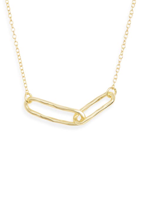 Paper Clip Link Pendant Neckalce