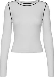 VERO MODA Kara Contrast Piping Long Sleeve Sweater Top