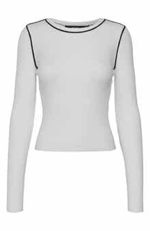 VERO MODA Kara Contrast Piping Long Sleeve Sweater Top
