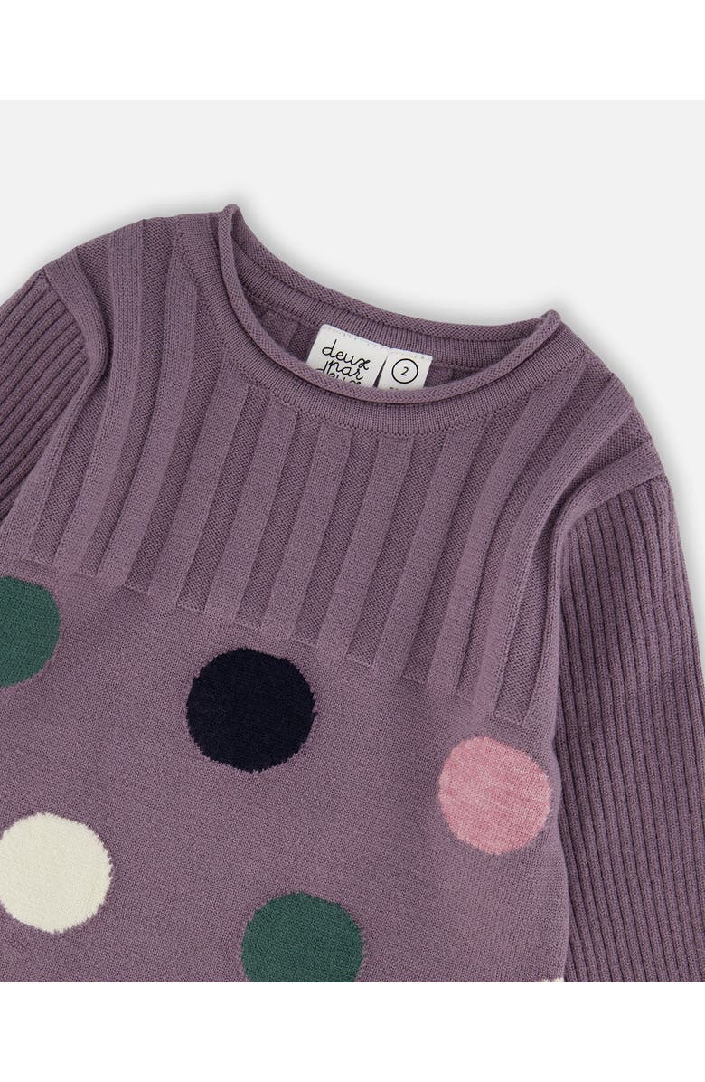Deux par Deux Jacquard Sweater Dress with Polka Dot, Alternate, color, Purple Gray