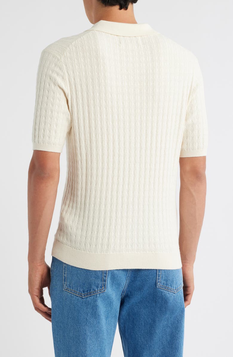 Wax London Naples Rib Cotton & Cashmere Polo Sweater, Alternate, color, Ecru