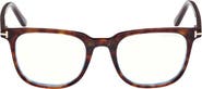 TOM FORD 50mm Square Blue Light Blocking Optical Glasses & Clip-On Sunglasses