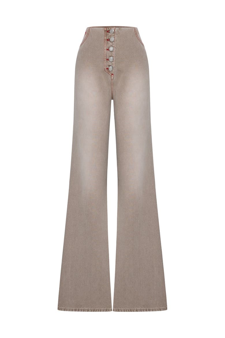 Pure Cotton Regular Fit Flare Denim Pant, Main, color, blue