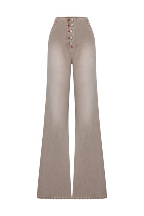 Pure Cotton Regular Fit Flare Denim Pant