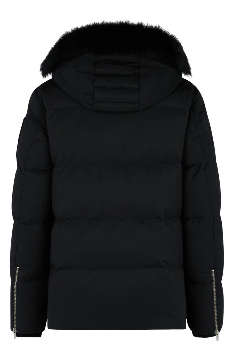 Moose Knuckles Original 3Q Genuine Shearling Trim Water Resistant & Wind Resistant Down Puffer Jacket, Alternate, color, Black
