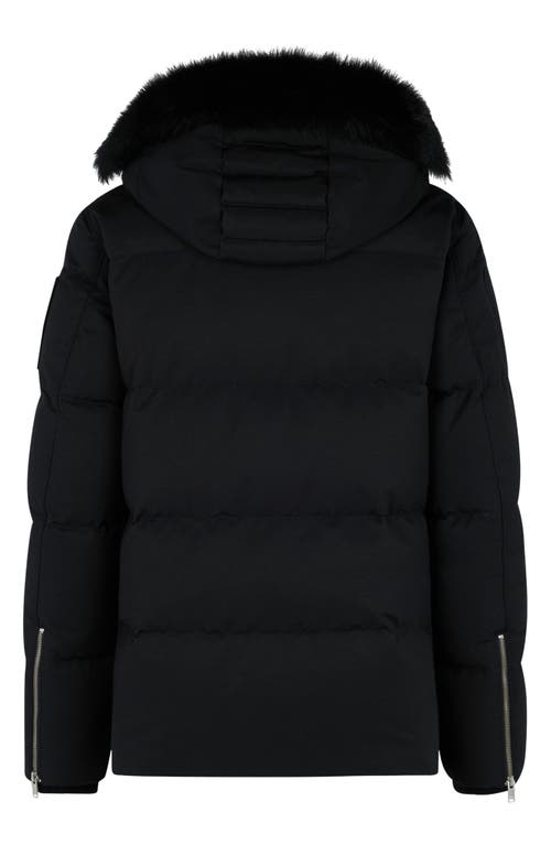 Moose Knuckles Original 3q Genuine Shearling Trim Water Resistant & Wind Resistant Down Puffer Jacke In Black