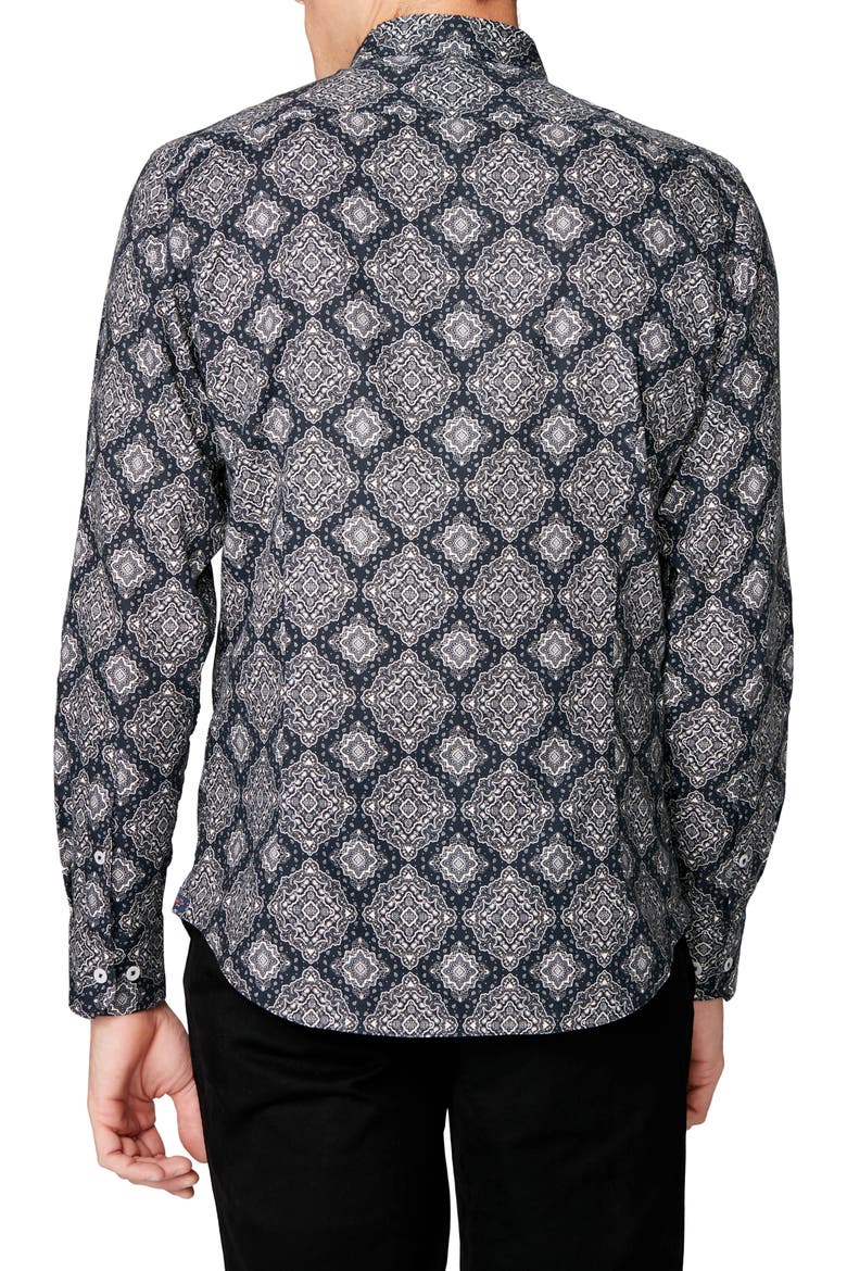 On Point Slim Fit Button-Up Shirt, Alternate, color, BLACK MEDALLION PAISLEY