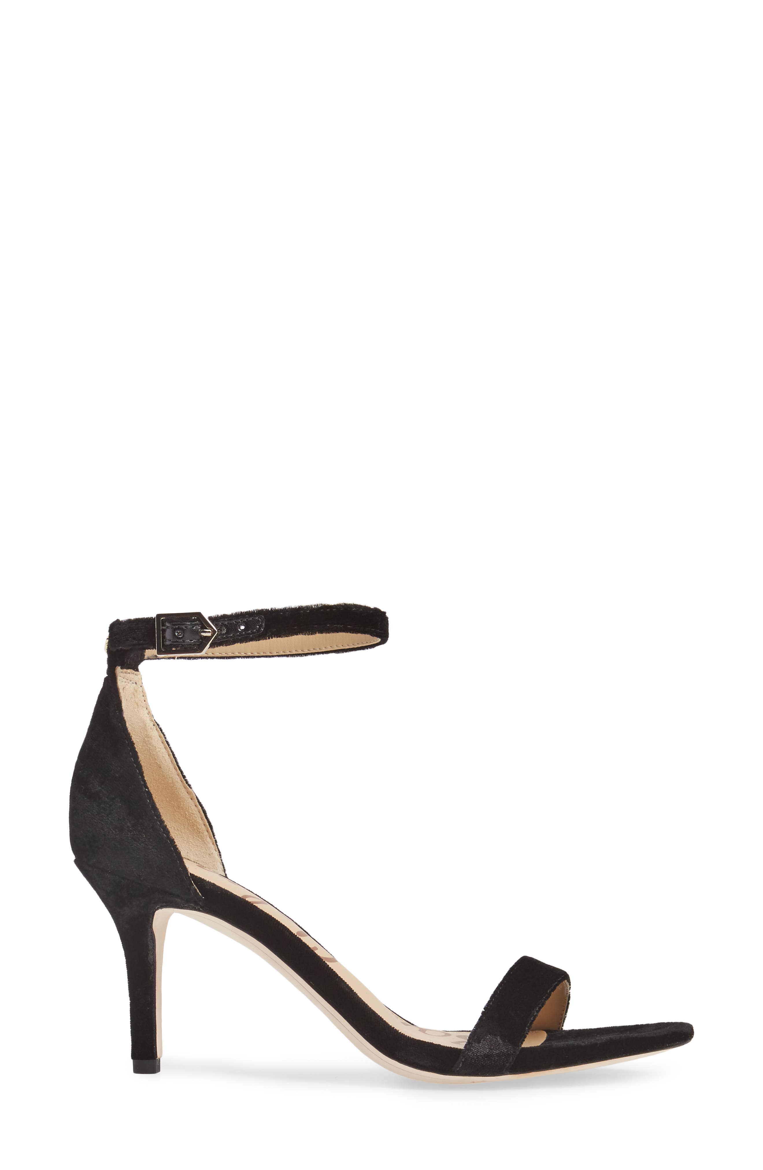 'Patti' Ankle Strap Sandal, Alternate, color, BLACK VELVET