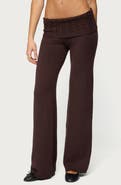 EDIKTED Lula Cable Stitch Waistband Flare Pants