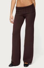 EDIKTED Lula Cable Stitch Waistband Flare Pants