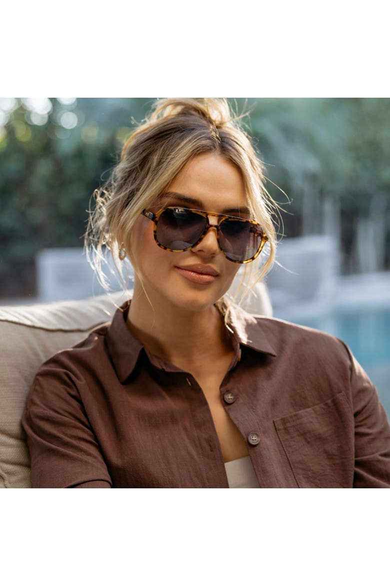 Indie - 57mm Aviator Polarized Sunglasses, Alternate, color, Honey Tortoise