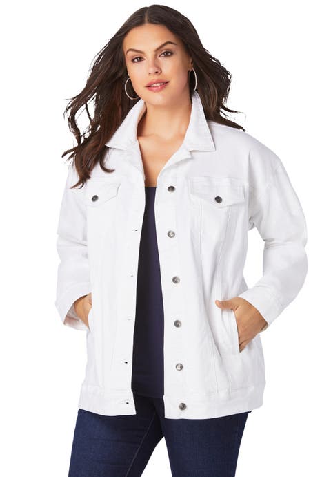 Plus Size Boyfriend Stretch Denim Jacket (Plus)