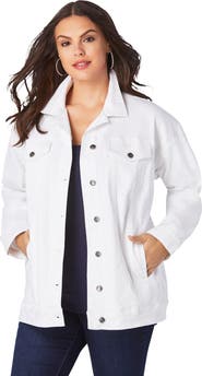 Roaman's Plus Size Boyfriend Stretch Denim Jacket