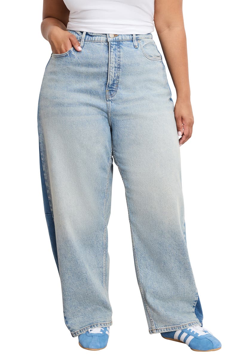 Good American Good Standard Mid Rise Ankle Barrel Jeans, Main, color, Indigo