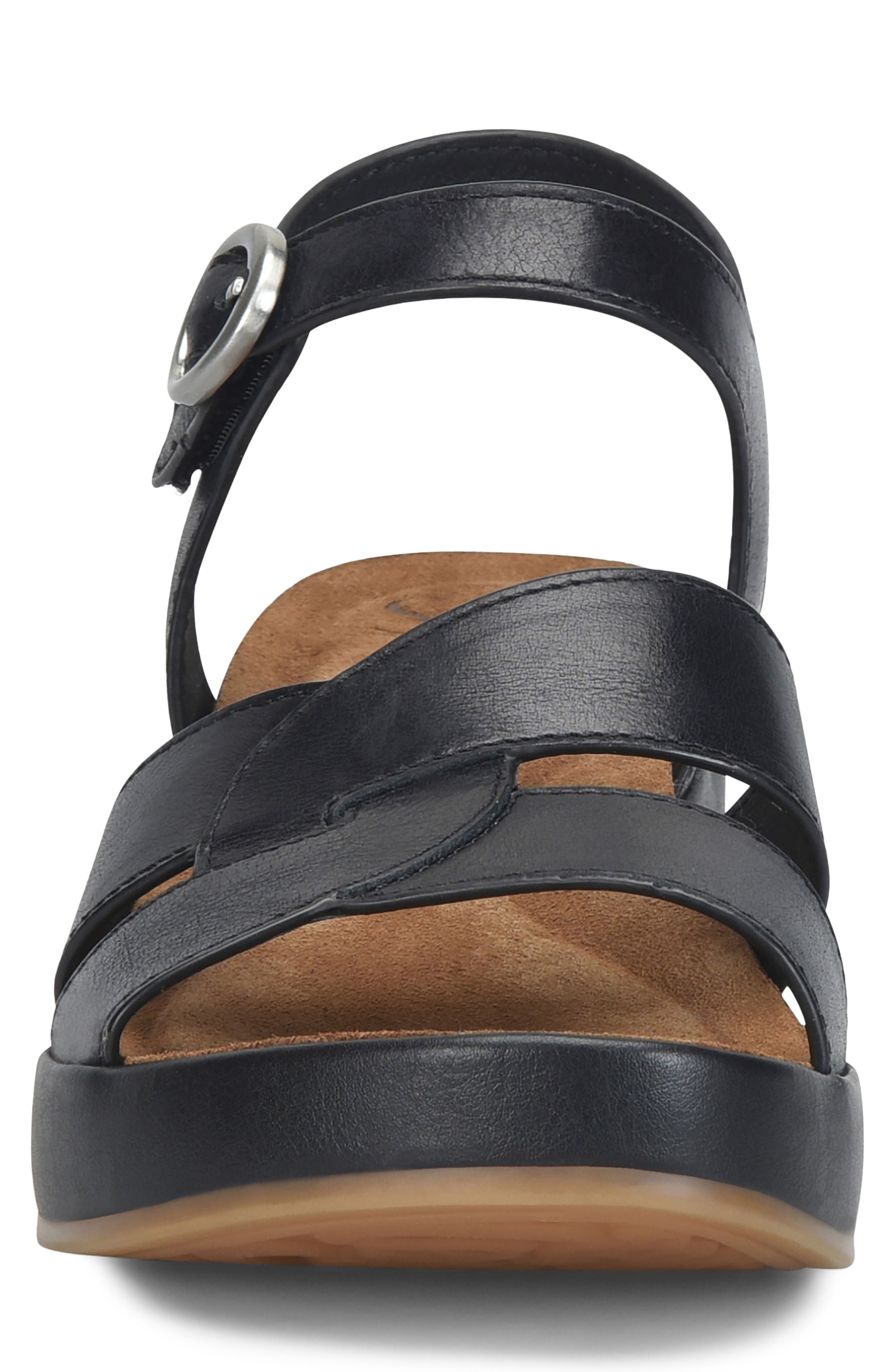 Söfft Capri Ankle Strap Platform Sandal, Alternate, color, Black/ Black Leather
