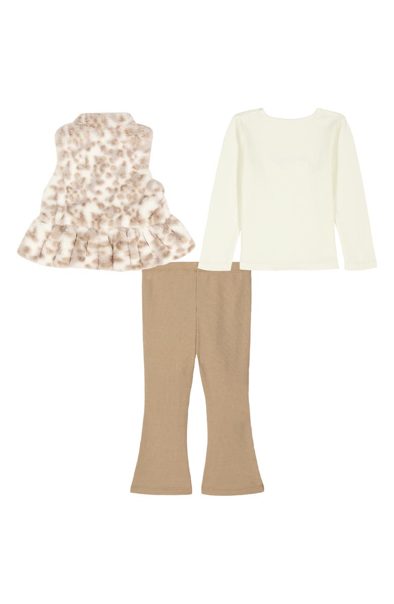Juicy Couture Kids' Knit Top, Vest & Flare Pants Set, Alternate, color, Tan