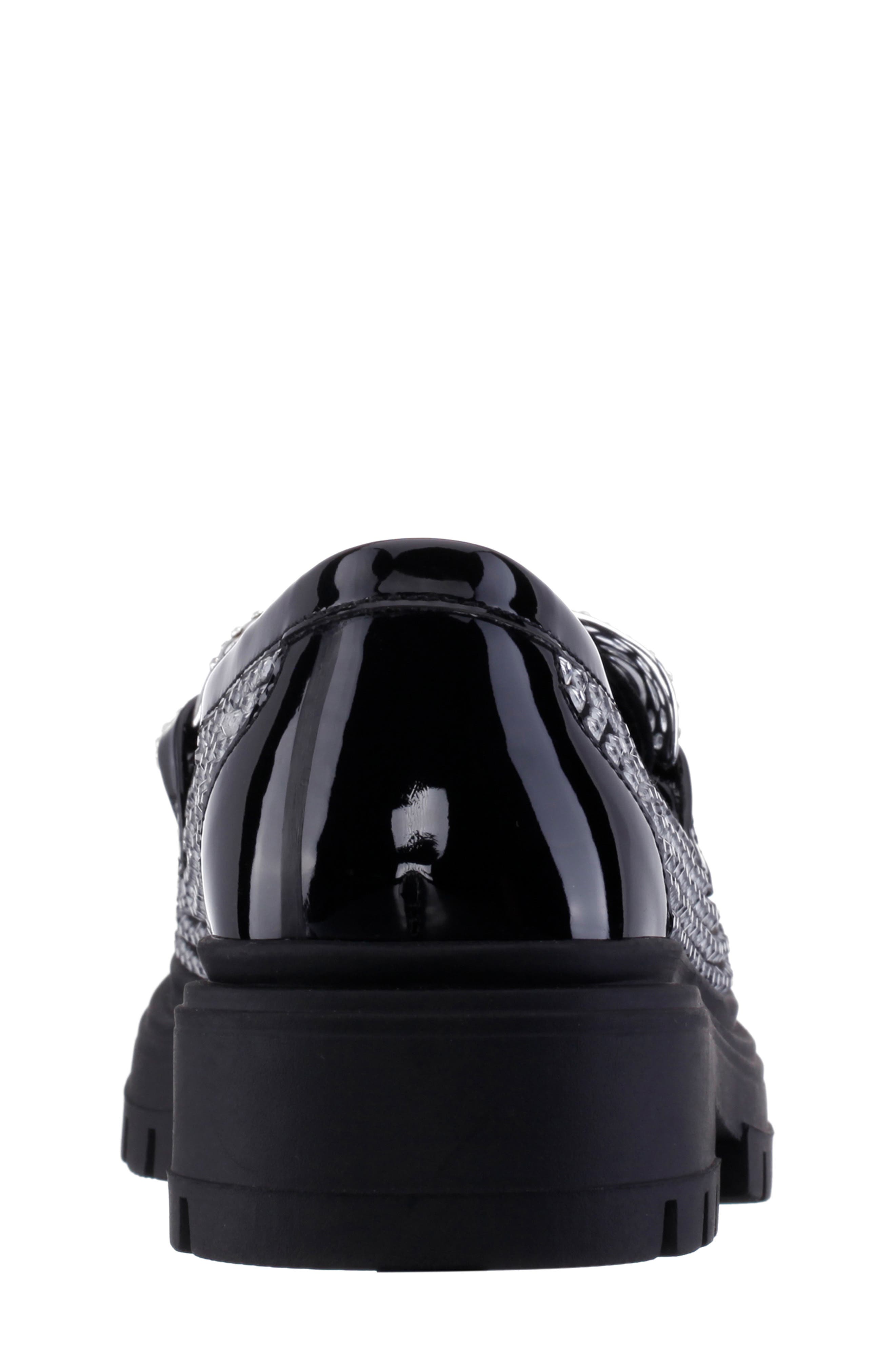 Nina Kids' Halina Crystal Embellished Chain Loafer, Alternate, color, Black