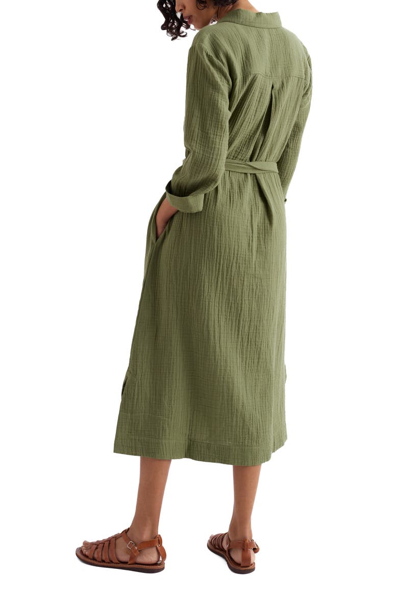 Whitsand Cove Long Sleeve Organic Cotton Gauze Shirtdress, Alternate, color, CYPRESS