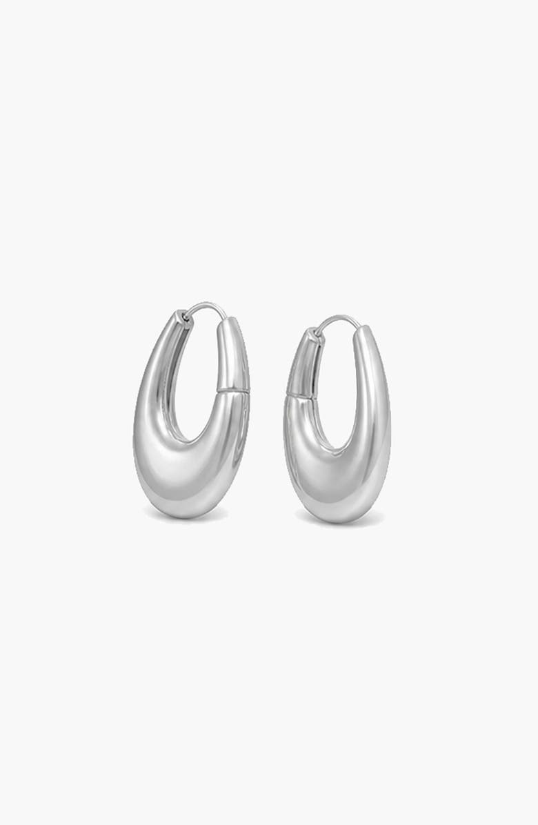 YOJ Eclipse Mini Hoops in Silver, Alternate, color, Silver